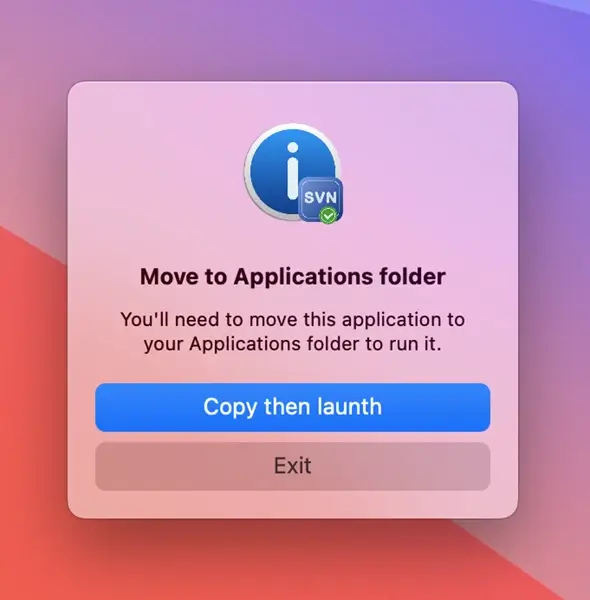 Launch macSvn - Install macSvn