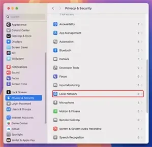 macOS System Settings/Privacy and Security